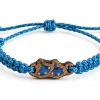 Cast Away bracelet in blue braided cord with a carved wooden charm
