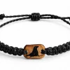 Cast Away Sea Lion bracelet in black braided cord with a wooden charm inlaid with a sea lion