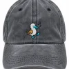 Charcoal cap with a blue-footed booby embroidered on the front