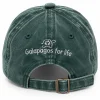 Back of the forest green cap with the Galapagos for Life logo and adjustable strap