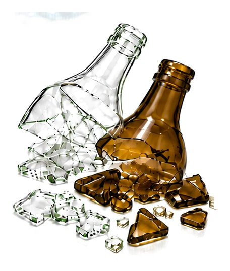 Recycled glass bottles, the raw material for the beads