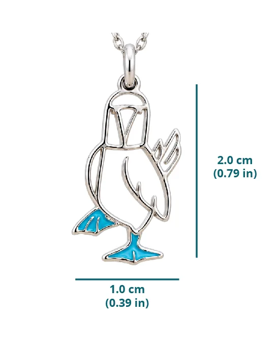 Blue-footed booby pendant size: 2.0 cm high by 1.0 cm wide